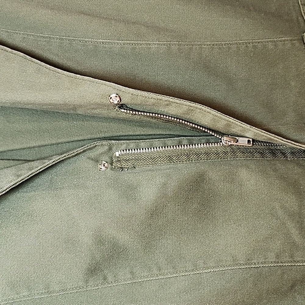 JasonWu Army Green Utility Cargo Wide Leg High Rise Belted Cotton Jumpsuits Sz S - Picture 15 of 16